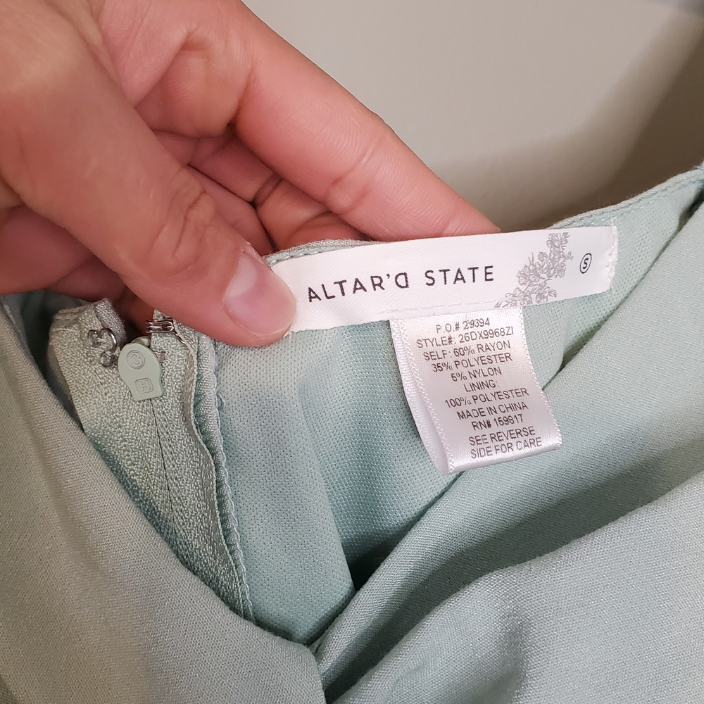 Altar'd State Women's Elegant Teal Puff Sleeve Mini Dress Size Small - Picture 9 of 9